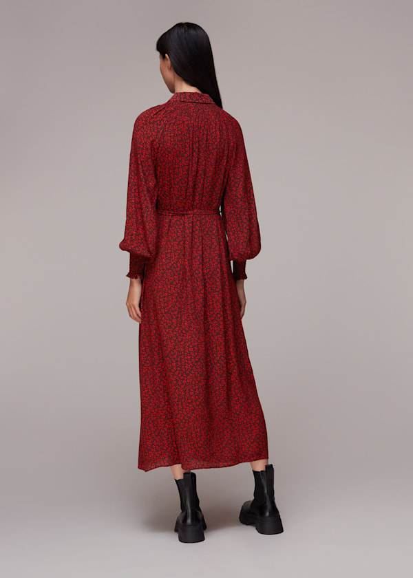 Red Pansy Dot Shirt Dress