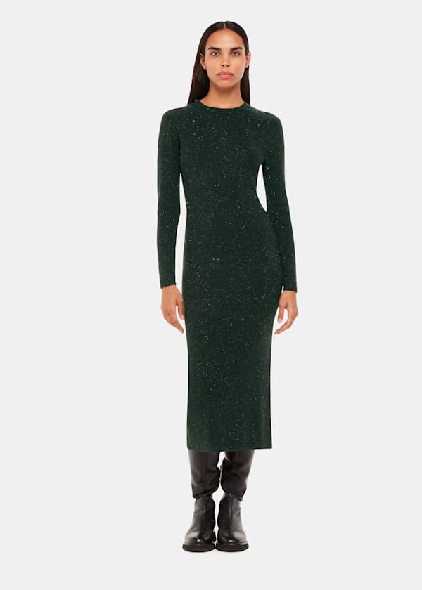 Dark Green Annie Sparkle Knit Sweater Dress
