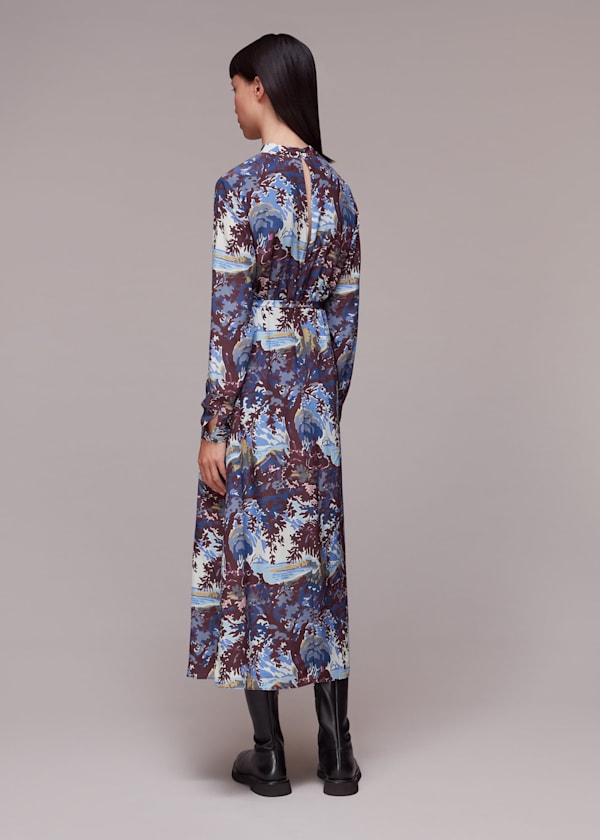 Multicolour Great Lake Keyhole Silk Dress
