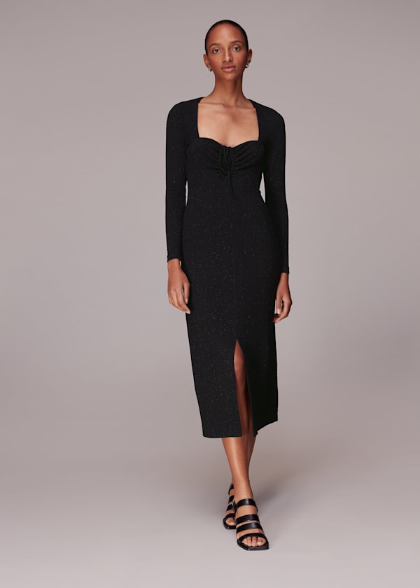 Jersey Sparkle Tie Midi Dress