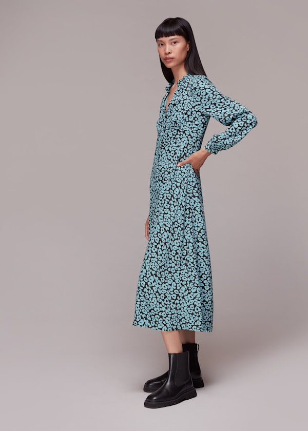 Fuzzy Leopard Midi Dress