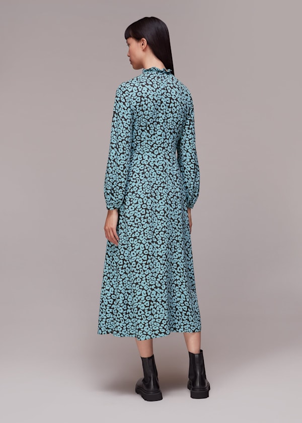 Fuzzy Leopard Midi Dress