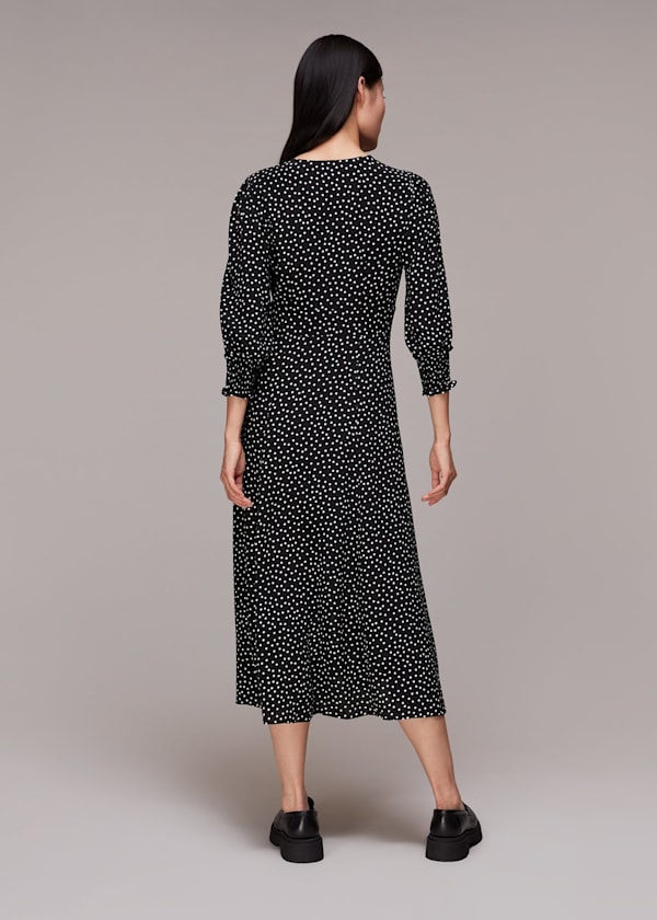 Black Ellie Spot Print Midi Dress