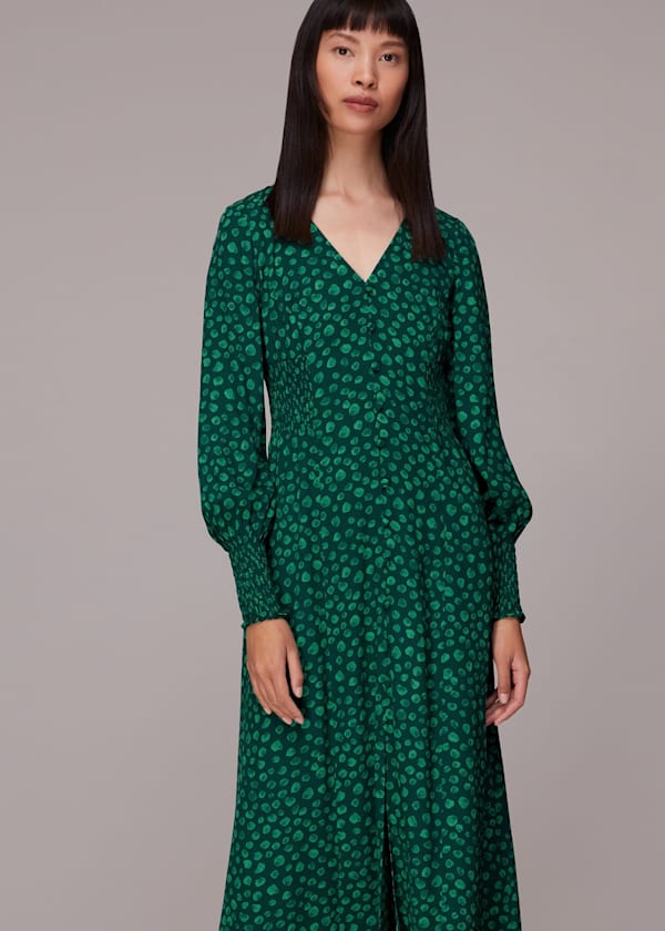 Green Lava Spot Print Midi Dress