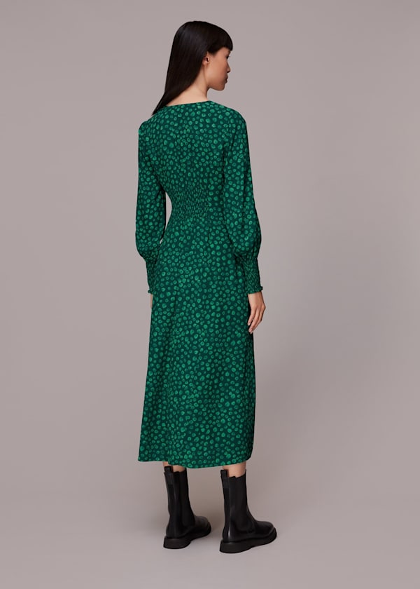 Green Lava Spot Print Midi Dress