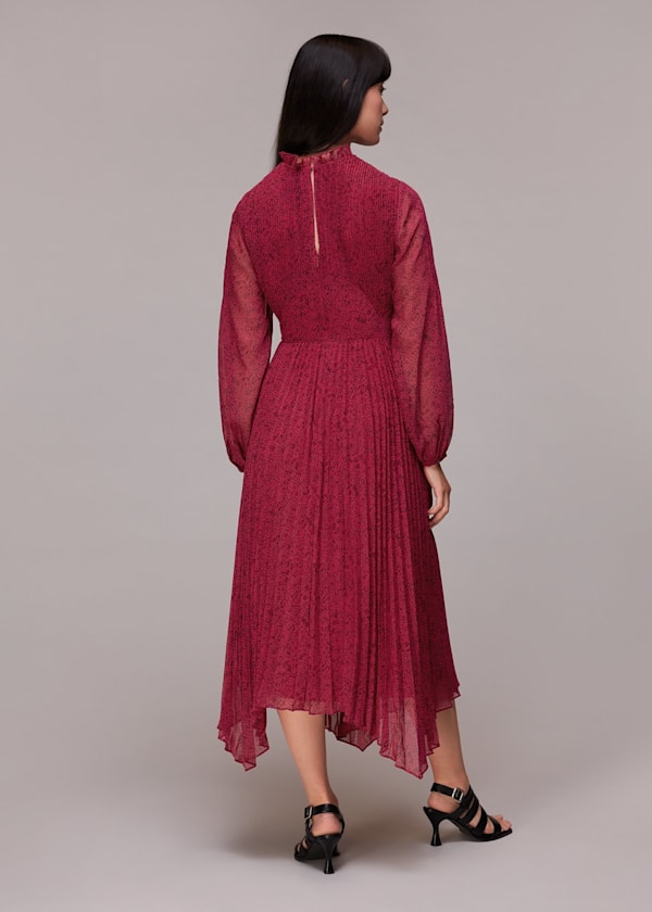 Pink Abstract Snake Plisse Dress