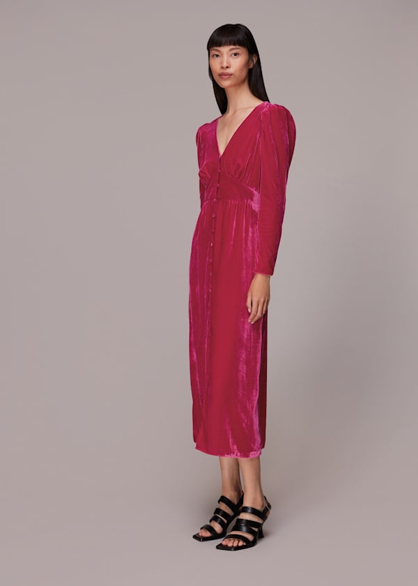 Pink Ally Velvet Midi Dress