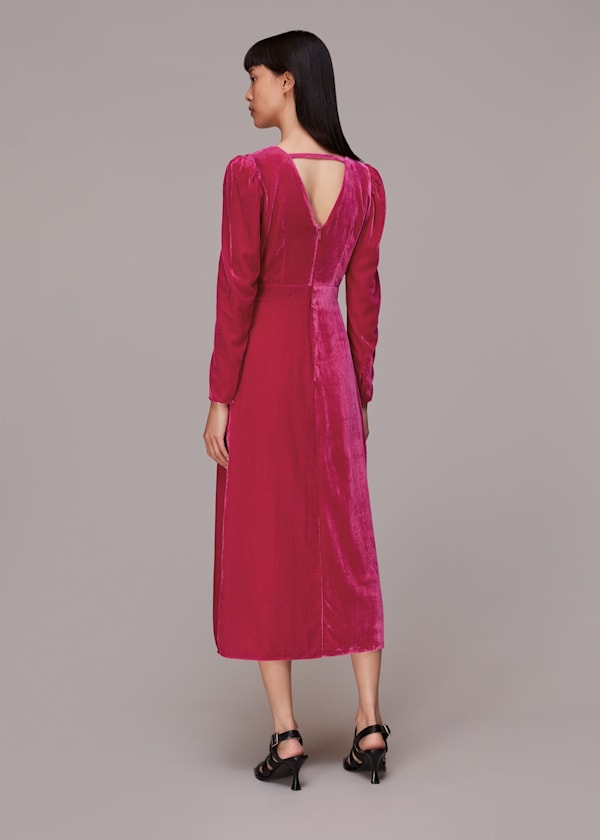 Pink Ally Velvet Midi Dress