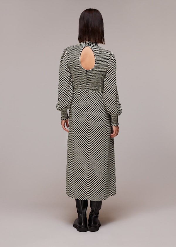 Black Darcie Checkerboard Midi Dress