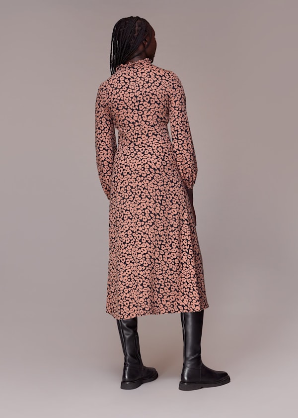 Fuzzy Leopard Midi Dress