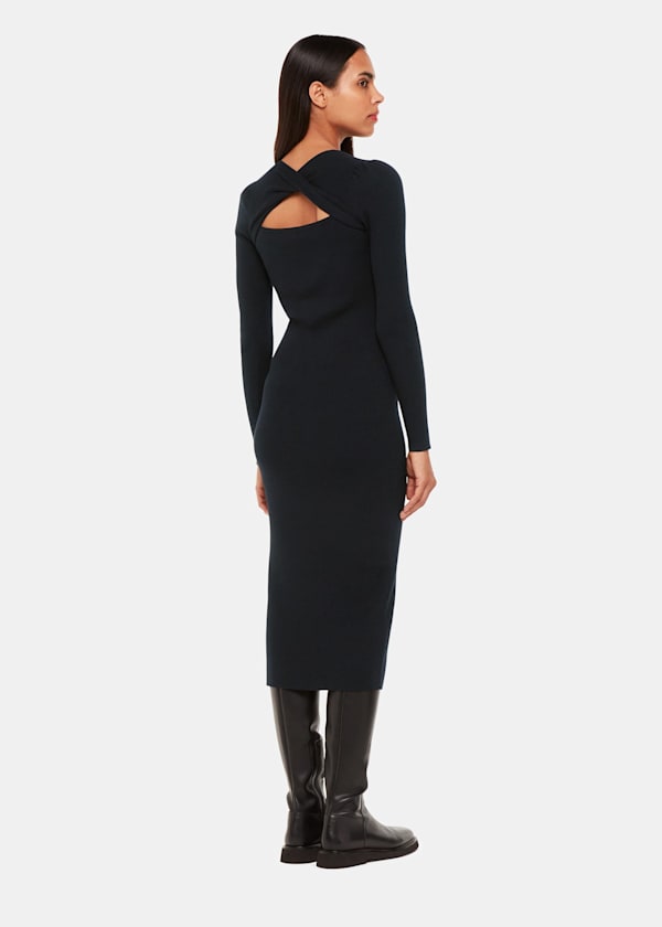Black Cut Out Twist Knitted Dress