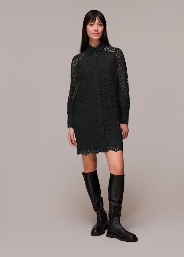 Black Lace Shirt Dress