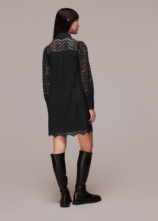 Black Lace Shirt Dress