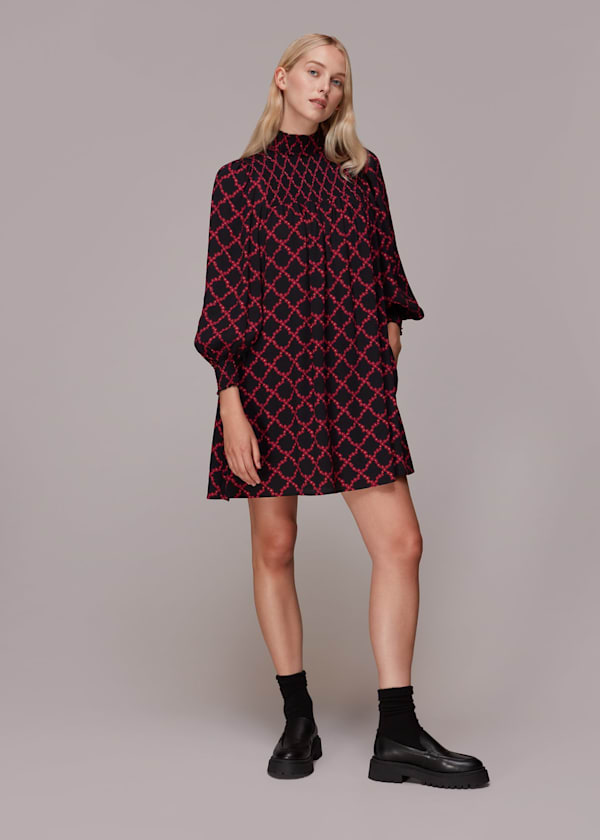 Pink Daisy Trellis Smocked Dress