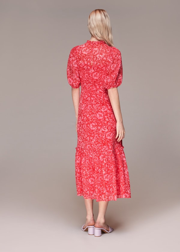 Pink Clouded Floral Midi Dress