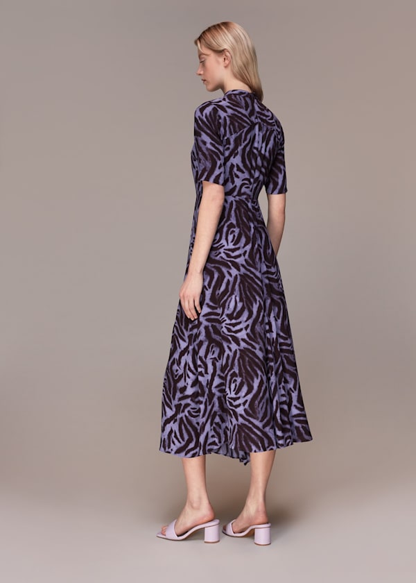 Purple Woodland Tiger Midi Dress
