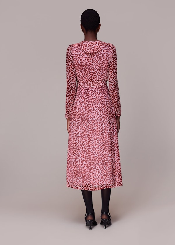 Pink Abstract Cheetah Midi Dress