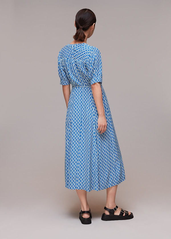 Blue Vertical Stack Midi Dress