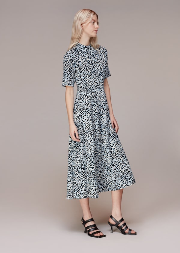 Multicolour Abstract Cheetah Silk Dress
