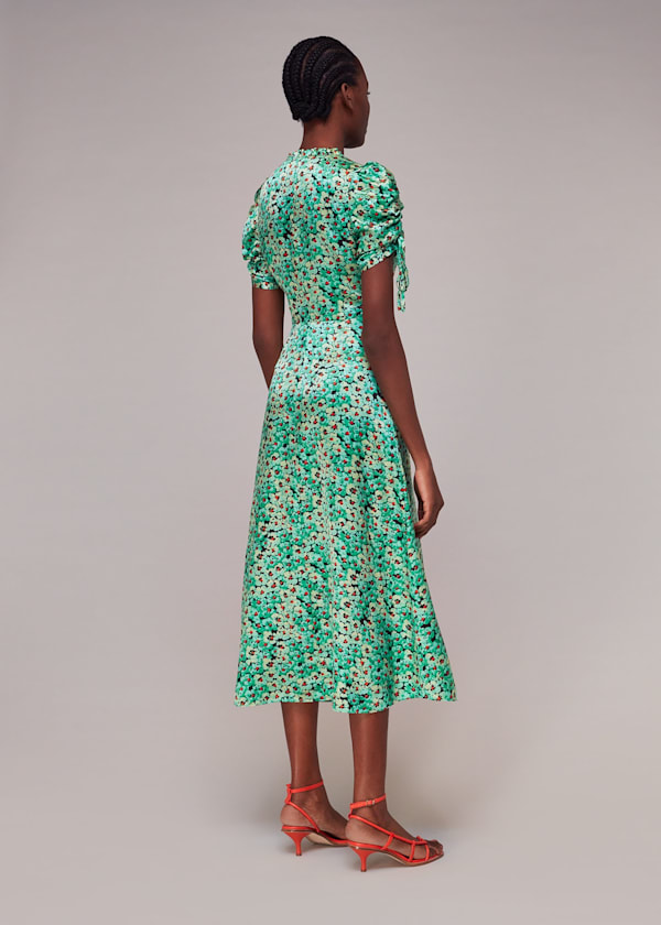 Green Pansy Meadow Silk Mix Dress