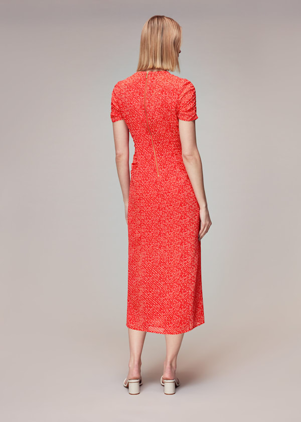 Red Diagonal Fleck Dobby Dress