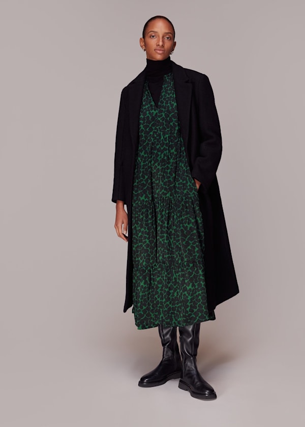 Green Smudge Animal Trapeze Dress