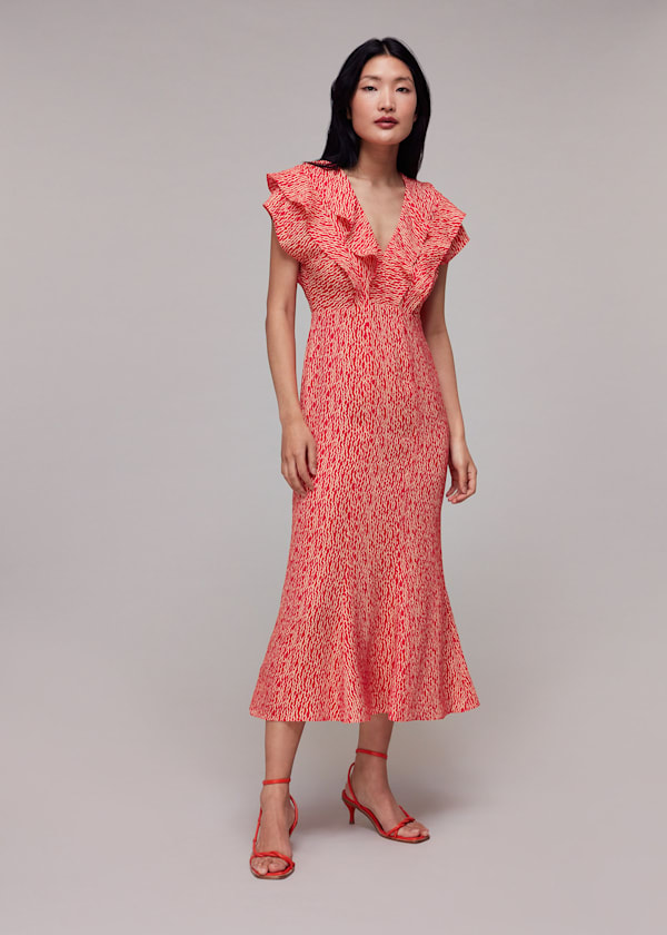 Red Wiggly Lines Adeline Dress