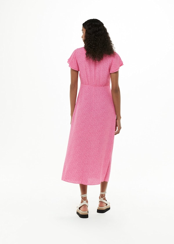 Pink Nina Diagonal Fleck Midi Dress