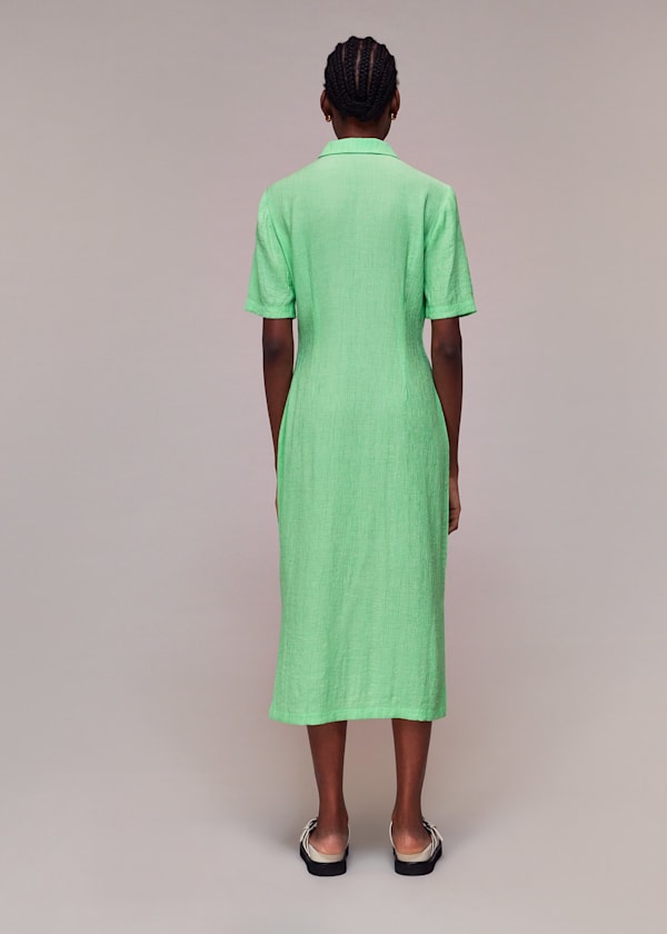 Lime Millie Plisse Shirt Dress