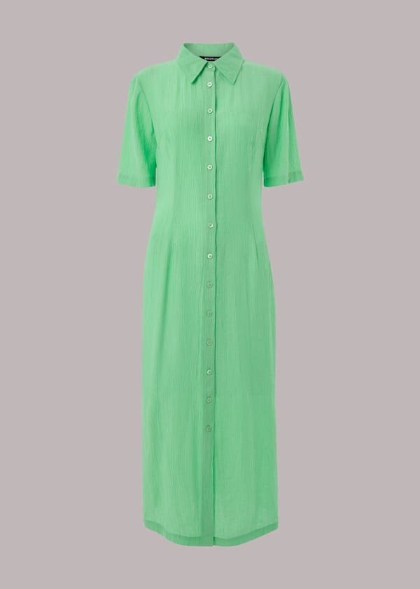 Lime Millie Plisse Shirt Dress