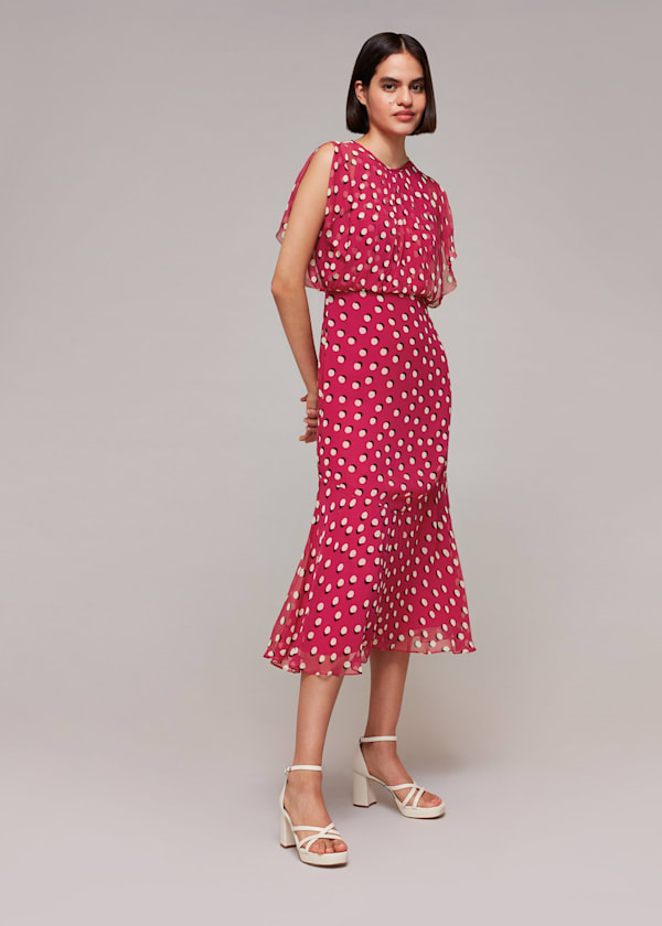 Moon Spot Print Midi Dress