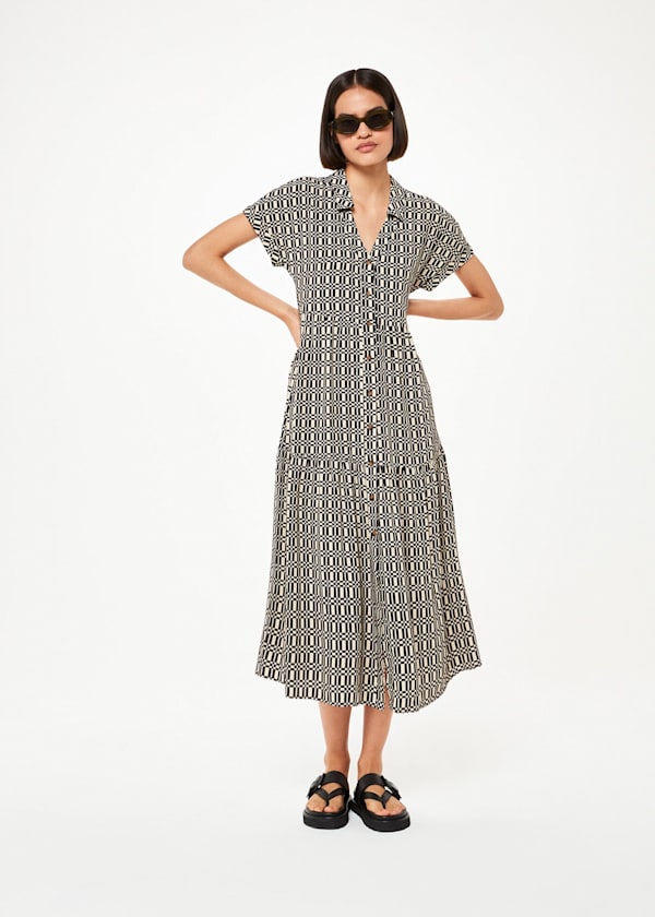 Black Link Check Print Dress
