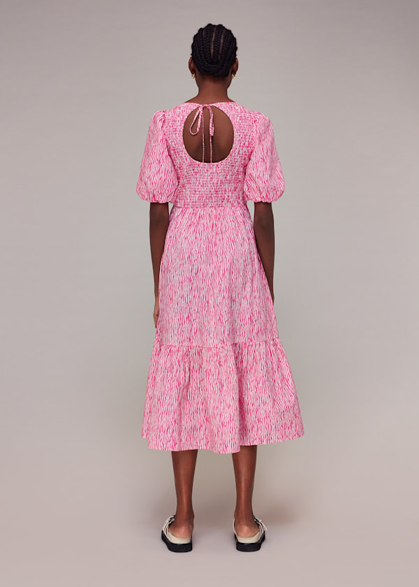 Pink Uneven Lines Midi Dress