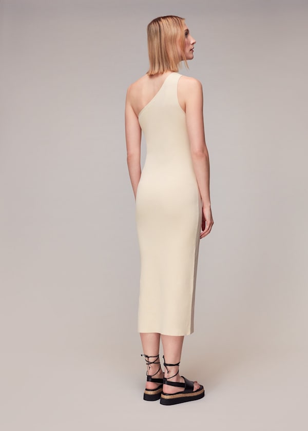 Ivory One Shoulder Knit Dress