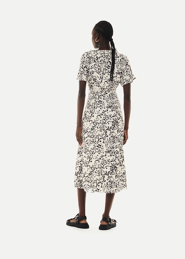Black Dandelion Floral Midi Dress