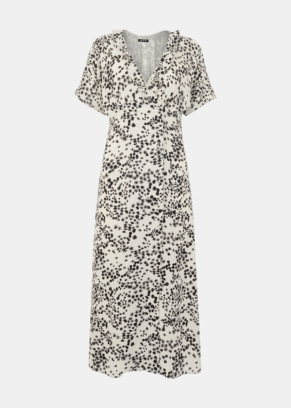 Black Dandelion Floral Midi Dress