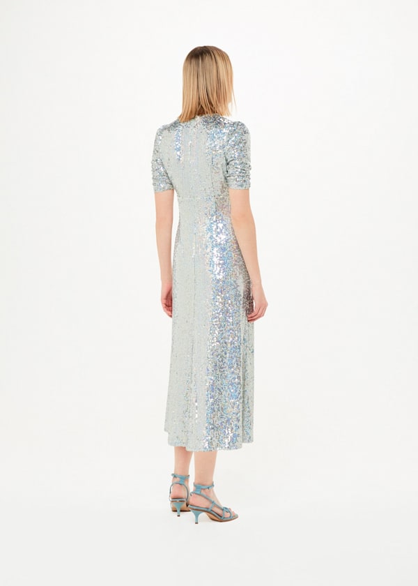 Silver Sequin Midi Dress