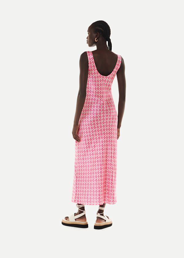 Pink Two Tone Tile Silk Dress