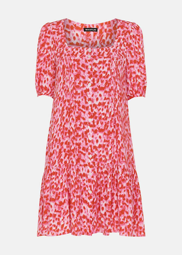 Pink Blurred Strokes Flippy Dress