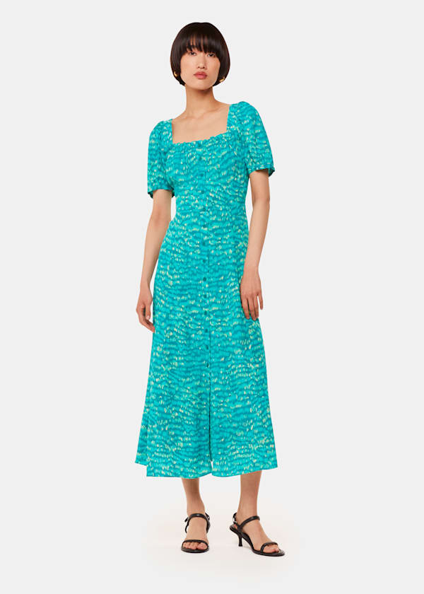 Green Sketched Grass Midi Dress