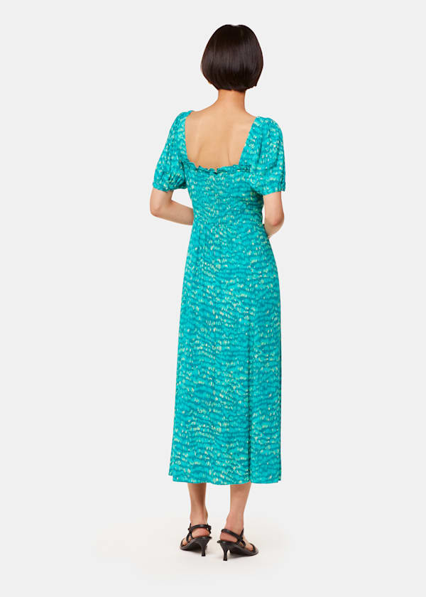 Green Sketched Grass Midi Dress