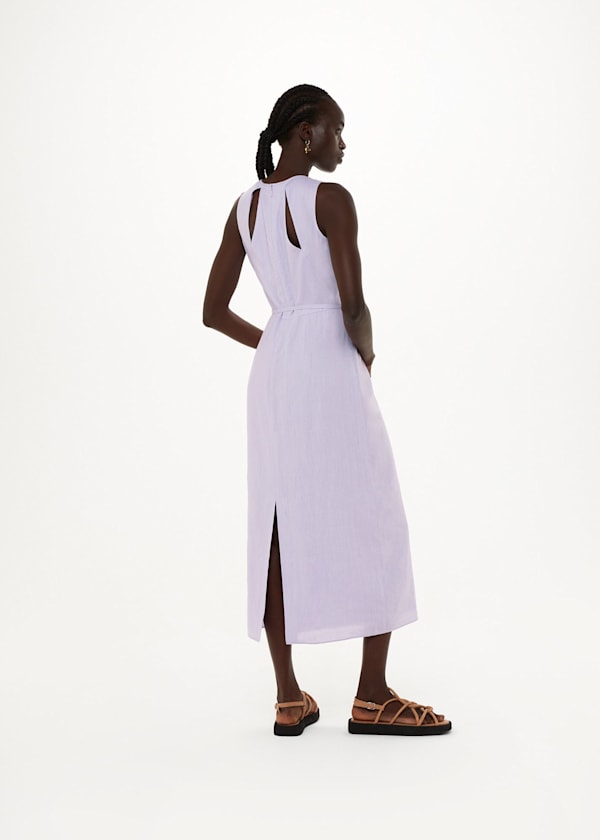 Lilac Linen Blend Cut Out Back Dress