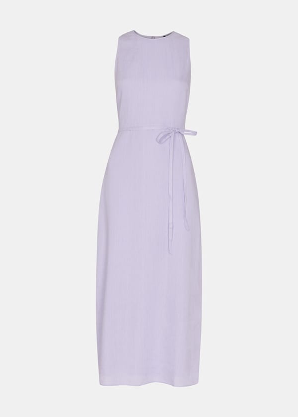 Lilac Linen Blend Cut Out Back Dress