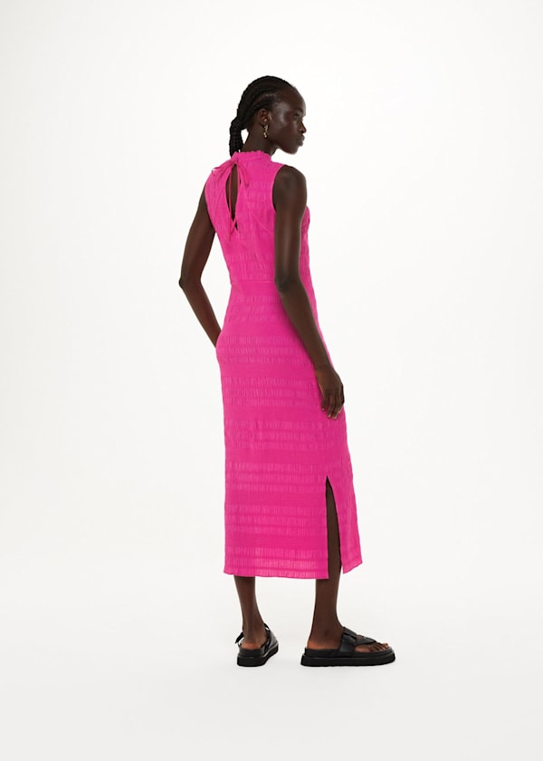 Pink Maya Plisse Midi Dress