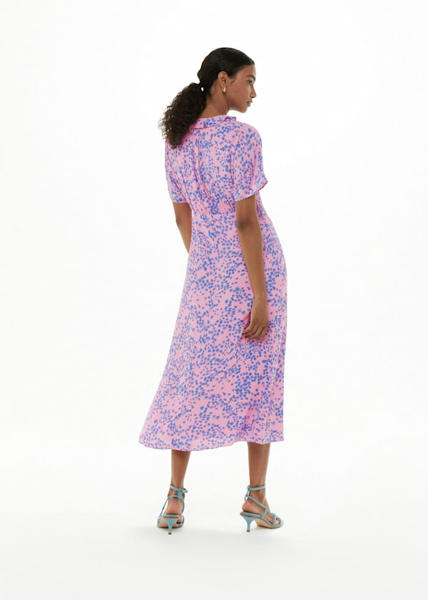 Pink Dandelion Floral Midi Dress