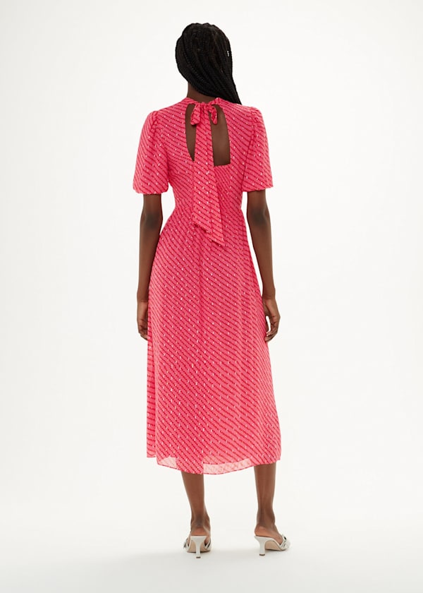 Pink Diagonal Leaf Blair Dress