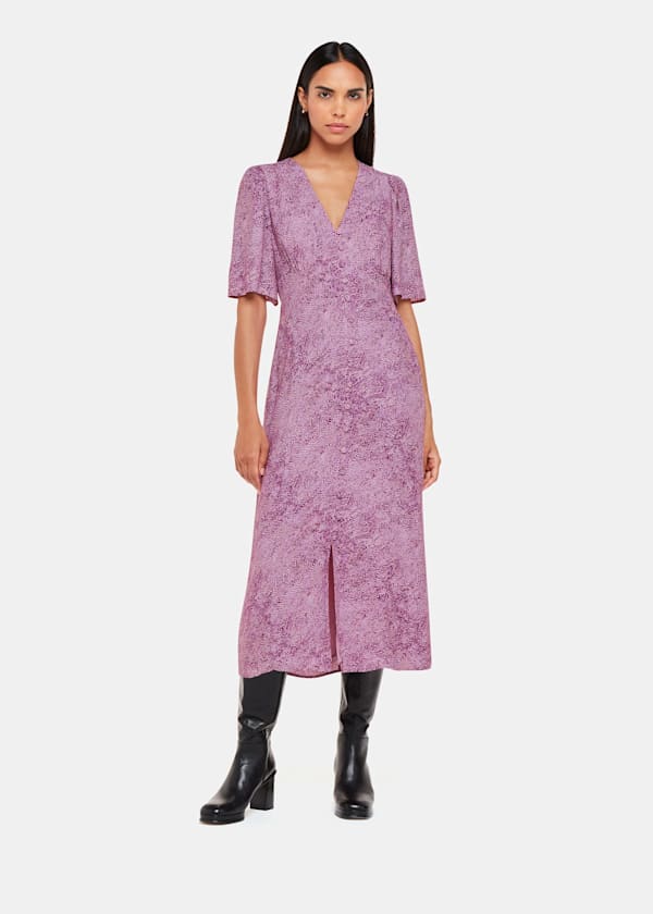 Pink Diagonal Snake Midi Dress