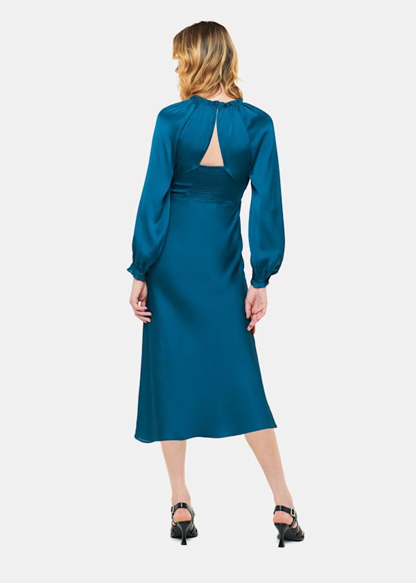 Teal Aurora Satin Midi Dress