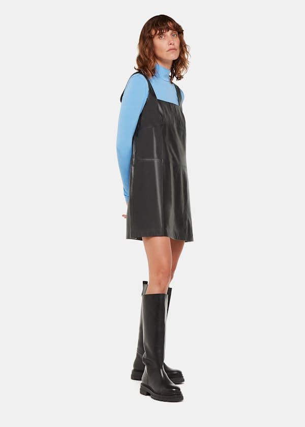Black Leather Pinafore Dress