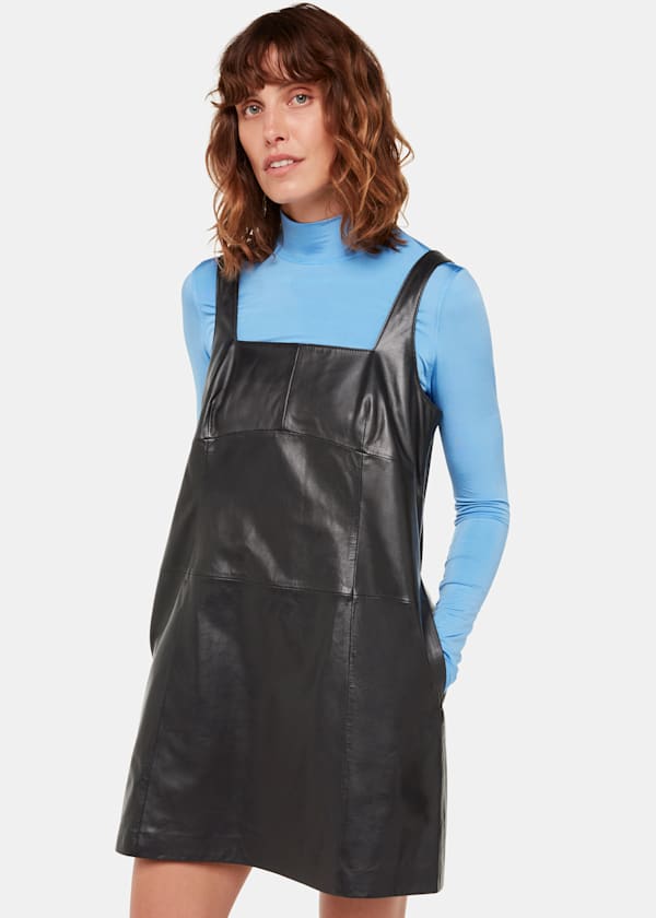 Black Leather Pinafore Dress